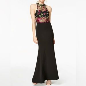 floral embroidered formal dress